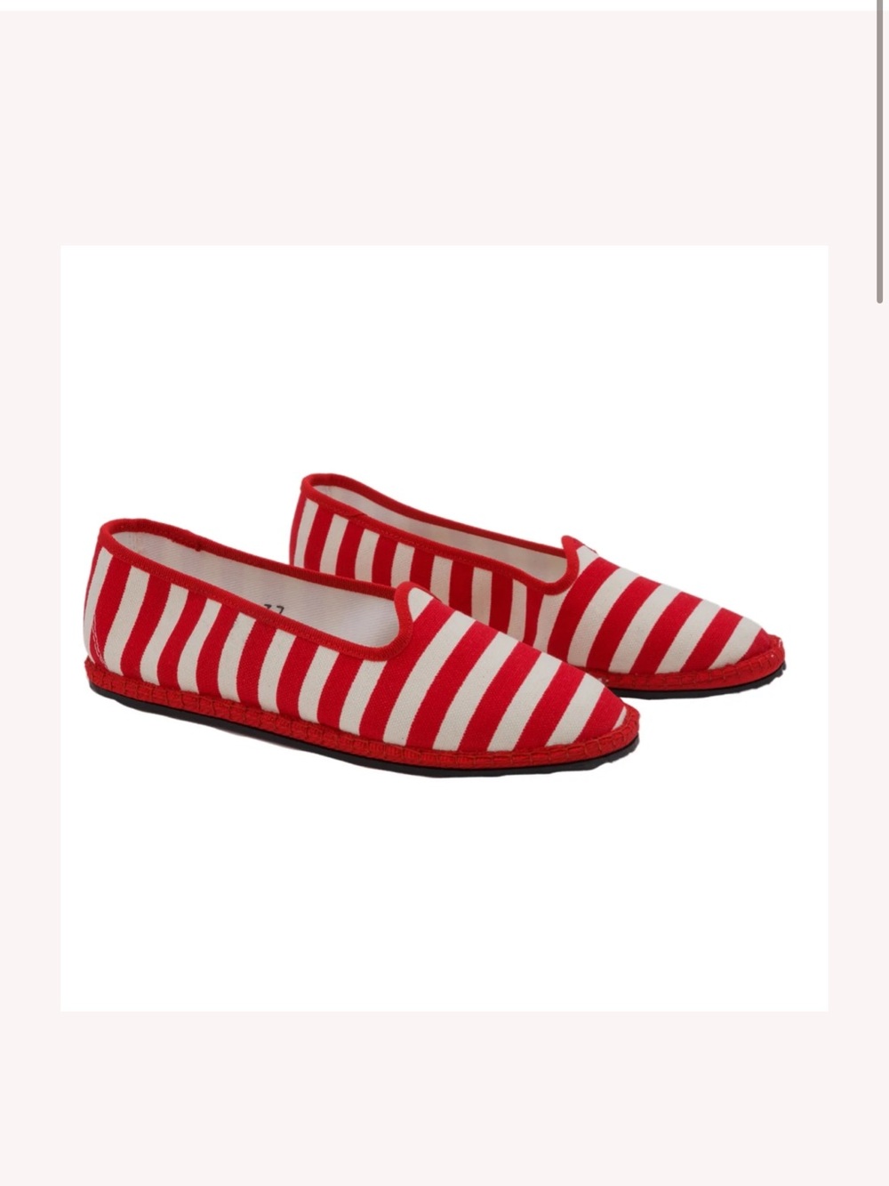 VIBI VENEZIA Red & White Striped Canvas Espadrille Flats